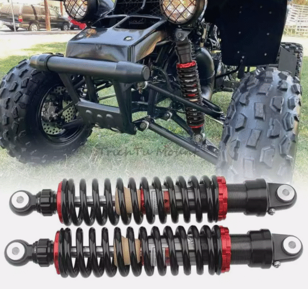370mm (14.5″) Front Shock Abs370mm 14.5” Front Shock Absorberorber – Smooth Ride, Maximum Control Upgrade your ATV or dirt bike’s suspension with a high-performance 370mm (14.5″) front shock absorber, designed to deliver improved comfort, control, and durability on any terrain. Whether you’re riding trails, tackling motocross tracks, or cruising through rugged off-road paths, this shock absorber provides the responsiveness and stability you need. Measuring 370mm (14.5 inches) eye-to-eye, this front shock is built to absorb impacts from rough terrain while maintaining excellent handling. Its adjustable preload feature allows you to fine-tune the suspension to your riding style and terrain conditions—whether you prefer a stiffer setup for aggressive riding or a softer feel for comfort and cruising. Constructed from high-quality materials like heavy-duty steel and aluminum alloy, this shock absorber is corrosion-resistant and built to withstand extreme use. It’s designed to reduce body roll, enhance front-end traction, and improve overall ride quality by keeping your wheels in better contact with the ground. Ideal for a wide range of ATVs, dirt bikes, and custom builds, this 14.5″ front shock is easy to install with standard mounting points. Just make sure to check your vehicle’s measurements and fitment before purchase to ensure compatibility. If your stock suspension is worn out, underperforming, or just not keeping up with your riding demands, the 370mm front shock absorber is a reliable and affordable upgrade. It’s perfect for both everyday riders and enthusiasts who want a smoother, more controlled ride without compromising performance.
